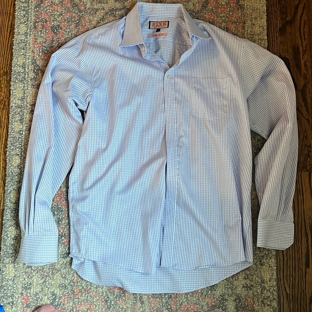 Thomas pink PINK traveller slim fit button down  size 18/46cm